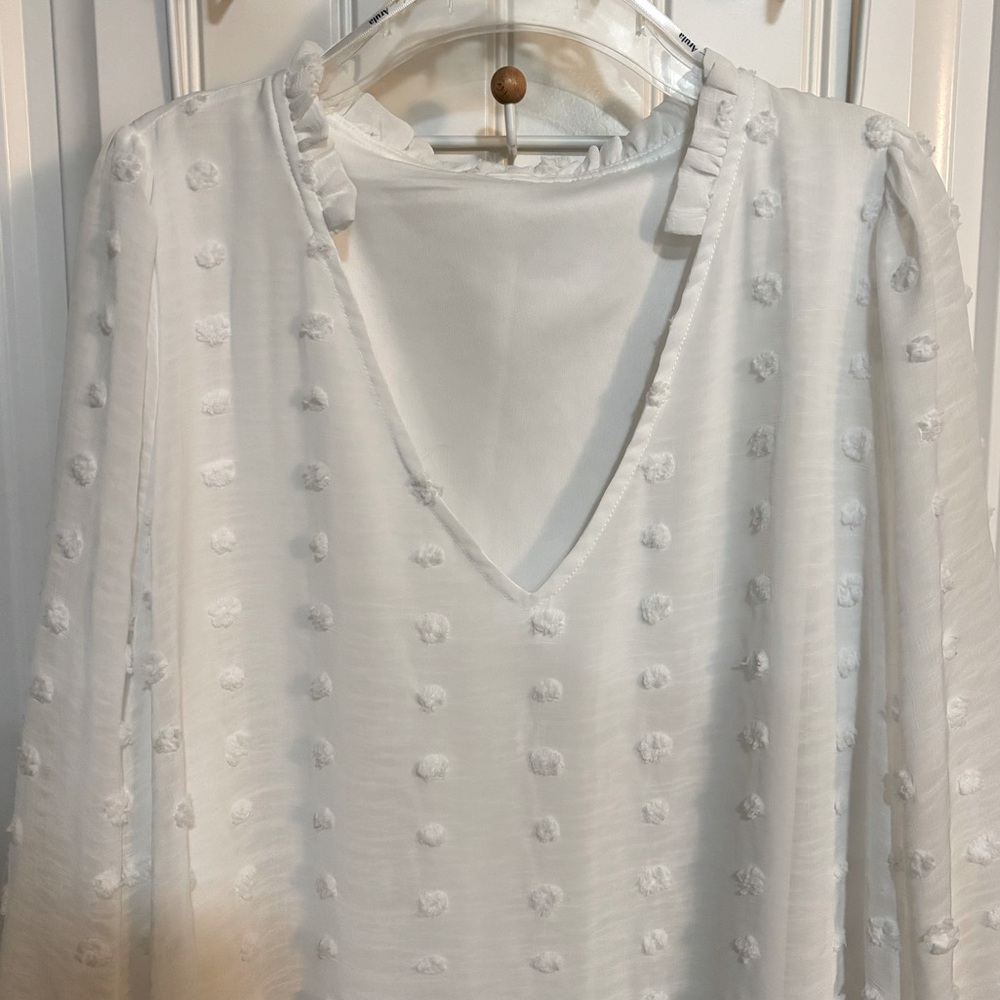 White Textured Short Dress